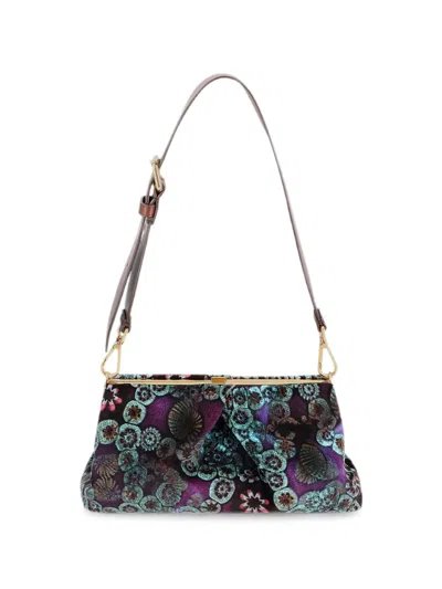 Dries Van Noten Pleated Velvet Clutch In Multi