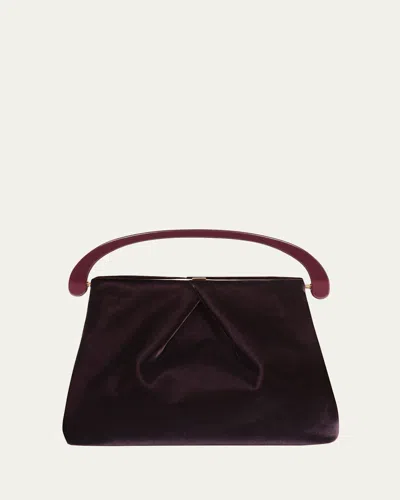 Dries Van Noten Pleated Velvet Shoulder Bag In Purple