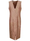 Dries Van Noten Pleated Viscose And Cotton Blend Midi Dress
