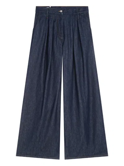 Dries Van Noten Pleated Wide-leg Jeans In Blue