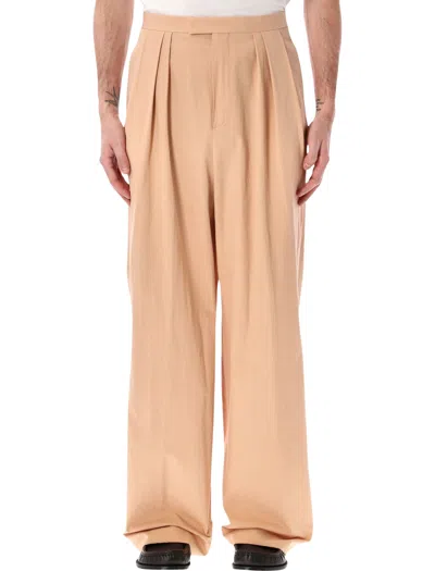 Dries Van Noten Pleated Denim Wide-leg Pants In Neutral