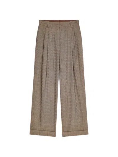 Dries Van Noten Pleated Wool Pants In Brown