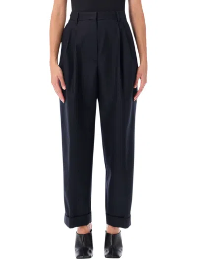 Dries Van Noten Pleated Wool Trousers In Blue