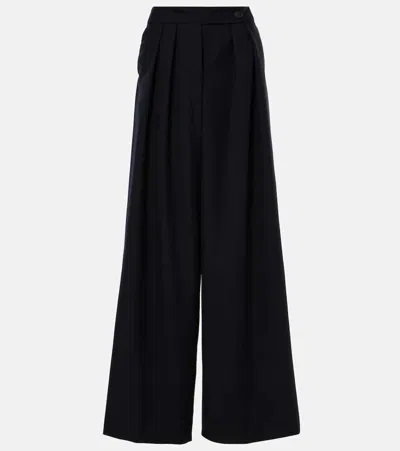Dries Van Noten Pleated Wool Wide-leg Pants In Black