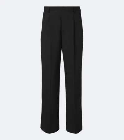 Dries Van Noten Pleated Wool Wide-leg Pants In Black