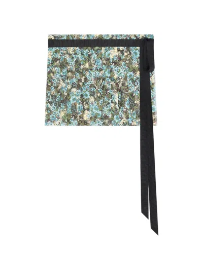 Dries Van Noten Pleated Wrap Skirt In Blue