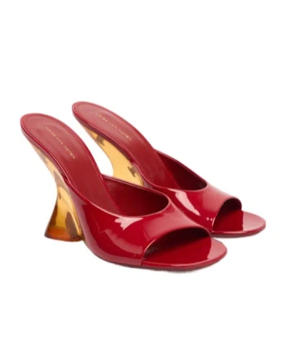 Dries Van Noten Plexi  Patent Leather Wedges In Red