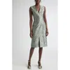 Dries Van Noten Plissé Crushed Jacquard A-line Dress In Green