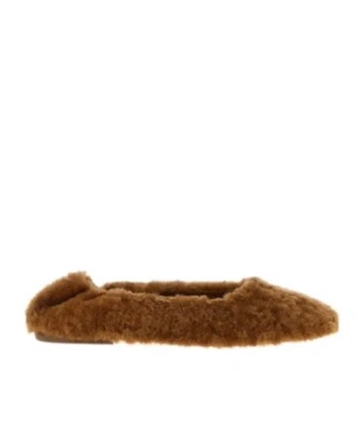 Dries Van Noten Round Toe Faux Fur Ballerina Flats In Brown