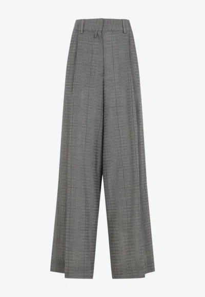 Dries Van Noten Podium Wide-leg Wool Pants In Gray
