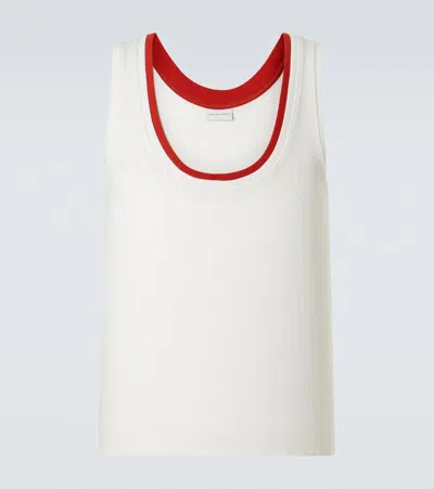 Dries Van Noten Pointelle Cotton Tank Top In Neutral