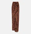 Dries Van Noten Polka-dot Gathered Silk Maxi Skirt In Brown