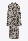 Dries Van Noten Polka Dot Dress With Bow And Belt In Gray