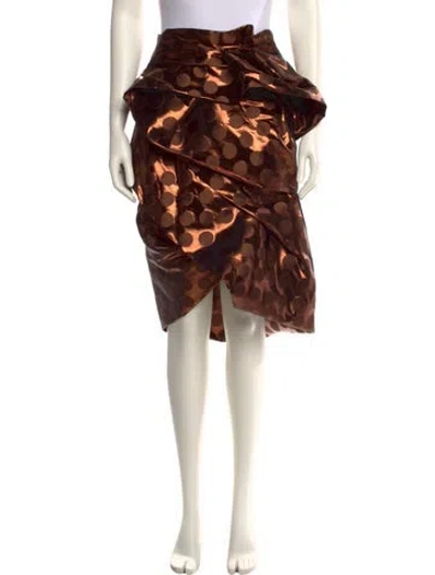 Pre-owned Dries Van Noten Polka Dot Print Knee-length Skirt In Brown