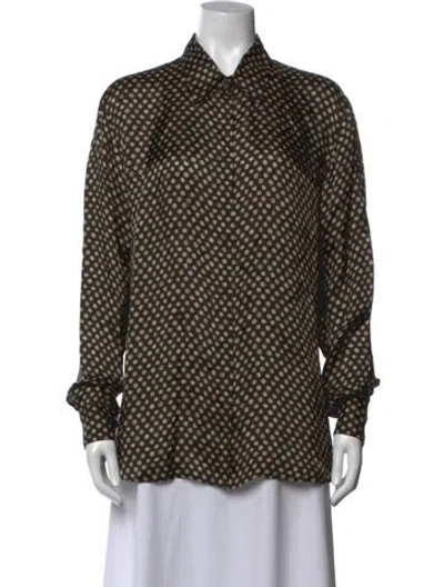 Pre-owned Dries Van Noten Polka Dot Print Long Sleeve Blouse In Multicolor