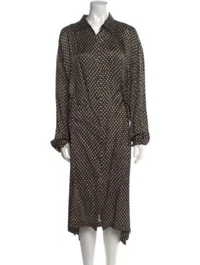 Pre-owned Dries Van Noten Polka Dot Print Midi Length Dress In Brown