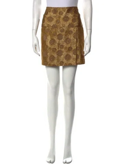 Pre-owned Dries Van Noten Polka Dot Print Mini Skirt In Gold