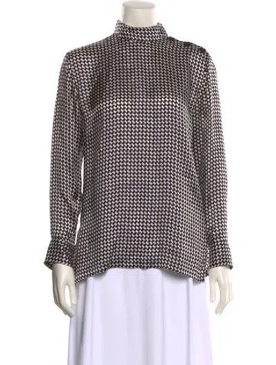 Pre-owned Dries Van Noten Polka Dot Print Mock Neck Blouse In Multi