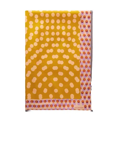 Dries Van Noten Polka-dot Printed Twill Scarf In Yellow