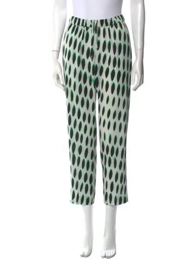 Pre-owned Dries Van Noten Polka Dot Print Straight Leg Pants In Green