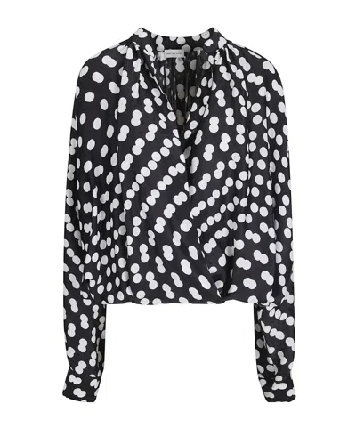 Dries Van Noten Polka Dot Printed Blouse In Black