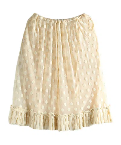Dries Van Noten Polka Dot Ruffled Midi Skirt In Neutral