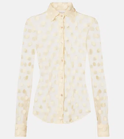 Dries Van Noten Polka-dot Cotton-blend Mesh Shirt In Neutral