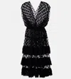 Dries Van Noten Ruffled Polka-dot Cotton-blend Mesh Midi Dress In Black
