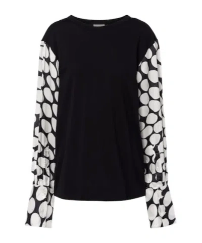 Dries Van Noten Polka-dot Cotton-blend Top In Black
