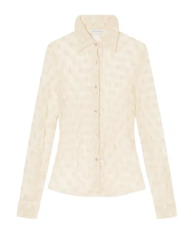 Dries Van Noten Polka-dot Cotton-blend Tulle Shirt In Pink