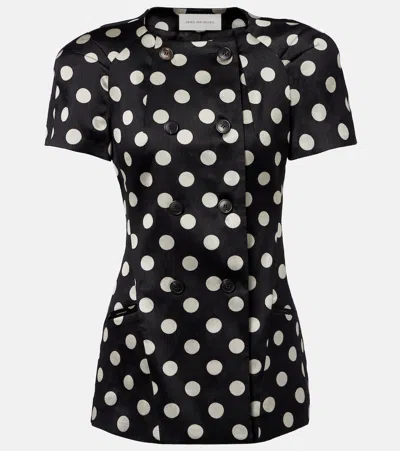 Dries Van Noten Polka-dot Double-breasted Blazer In Black
