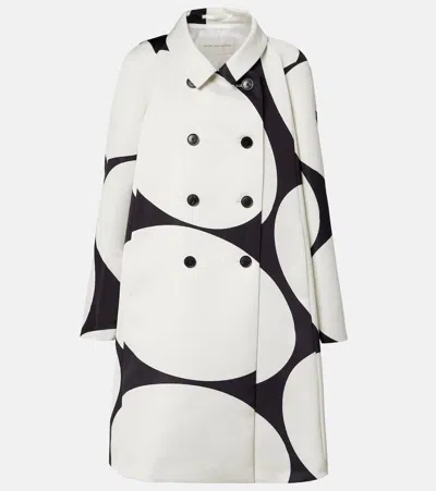 Dries Van Noten Polka-dot Double-breasted Satin Coat In White