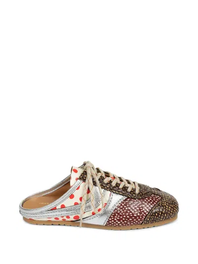 Dries Van Noten Polka-dot Lace-up Slip-ons In Brown