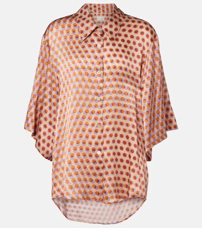 Dries Van Noten Polka-dot Silk Shirt In Brown