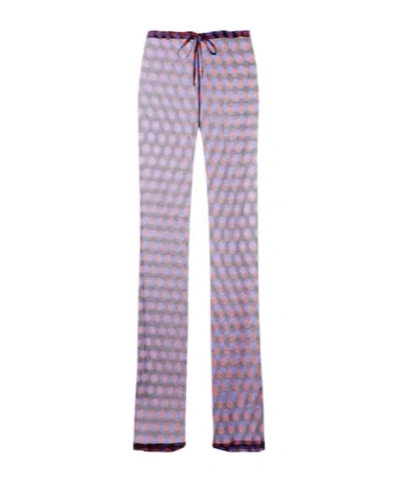 Dries Van Noten Polka-dot Silk Straight Pants In Purple