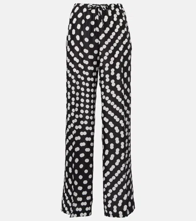 Dries Van Noten Polka-dot Silk Wide-leg Pants In Multi