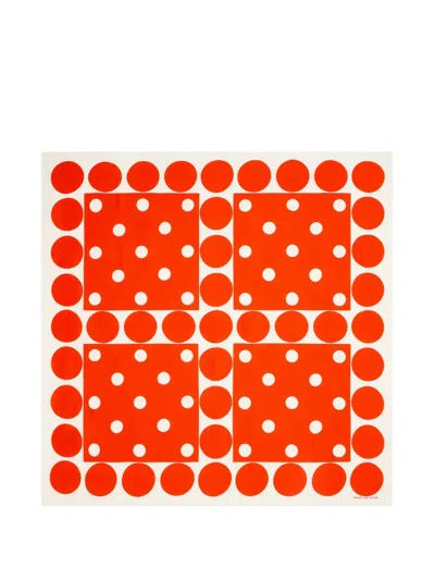 Dries Van Noten Polka-dot Square Scarf In Orange