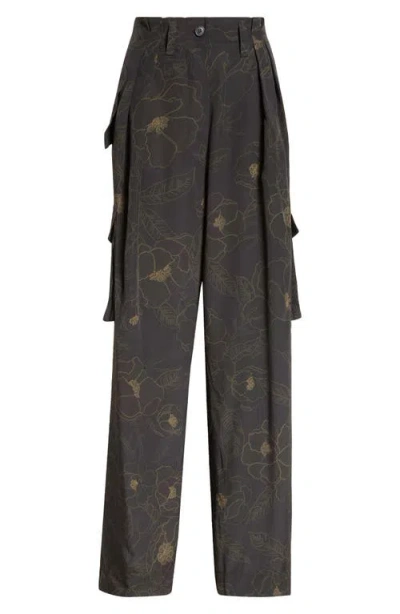 パンツ 23ss DRIES VAN NOTEN Floral Cargo Pants Dries Van Noten Polkam Floral Silk Cargo Pants In Black | ModeSens