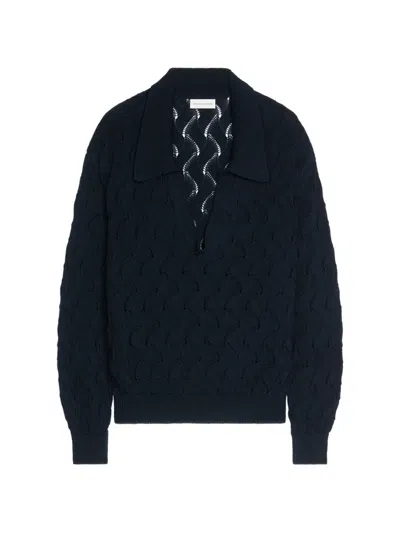 Dries Van Noten Polo-collar Sweater In Blue
