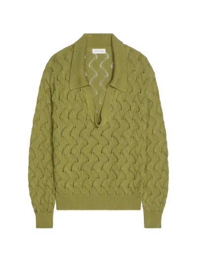 Dries Van Noten Polo-collar Sweater In Green