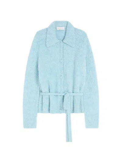 Dries Van Noten Polo Wool Cardigan In Blue