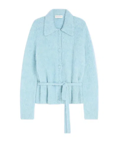 Dries Van Noten Polo Wool Cardigan In Blue