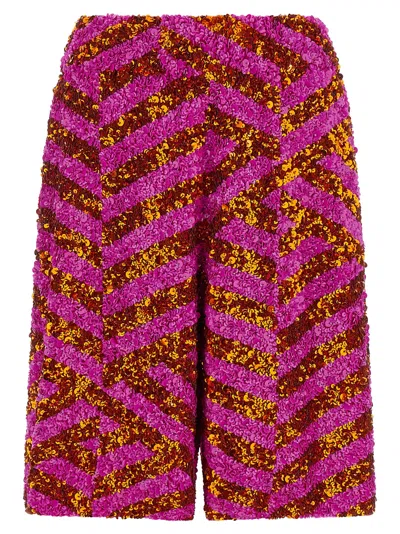 Dries Van Noten Pomy Bis Knee Length Sequin Chevron Shorts In Pink