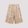 Dries Van Noten Animal Print Sequin Embellished Knee-length Shorts In Beige