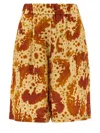 Dries Van Noten Bermuda Shorts With Elastic Waistband And Pockets In Brown