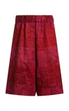 Dries Van Noten Pomy Elasticated Jacquard Wide-leg Shorts In Fuchsia