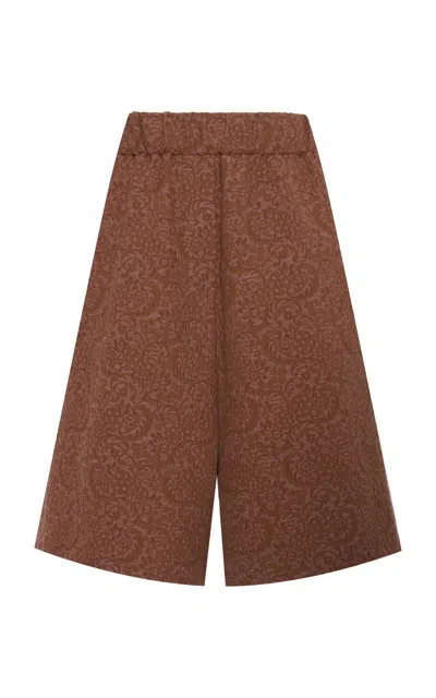 Dries Van Noten Pomy Elasticated Jacquard Wide-leg Shorts In Neutral