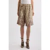 Dries Van Noten Pomy Sequined Snake-print Cotton Poplin Wide-leg Shorts In Lilac