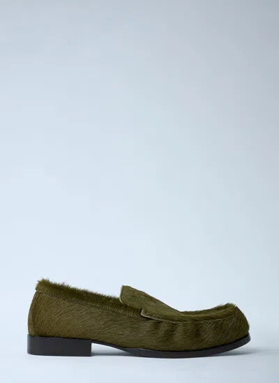 Dries Van Noten Pony Hair Loafers In Green