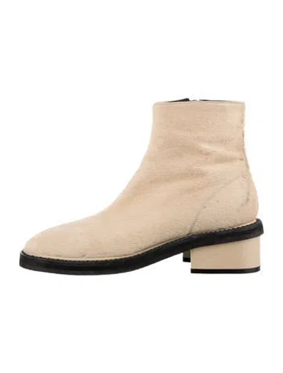 Pre-owned Dries Van Noten Ponyhair Boots In Neutrals